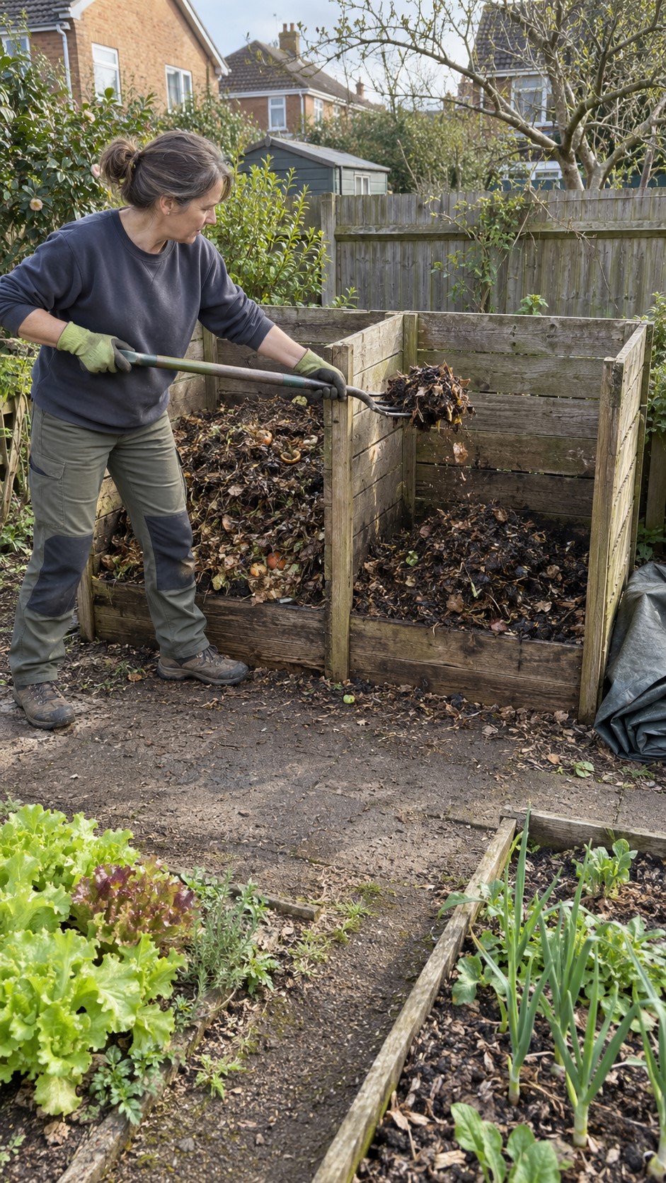 Turning compost