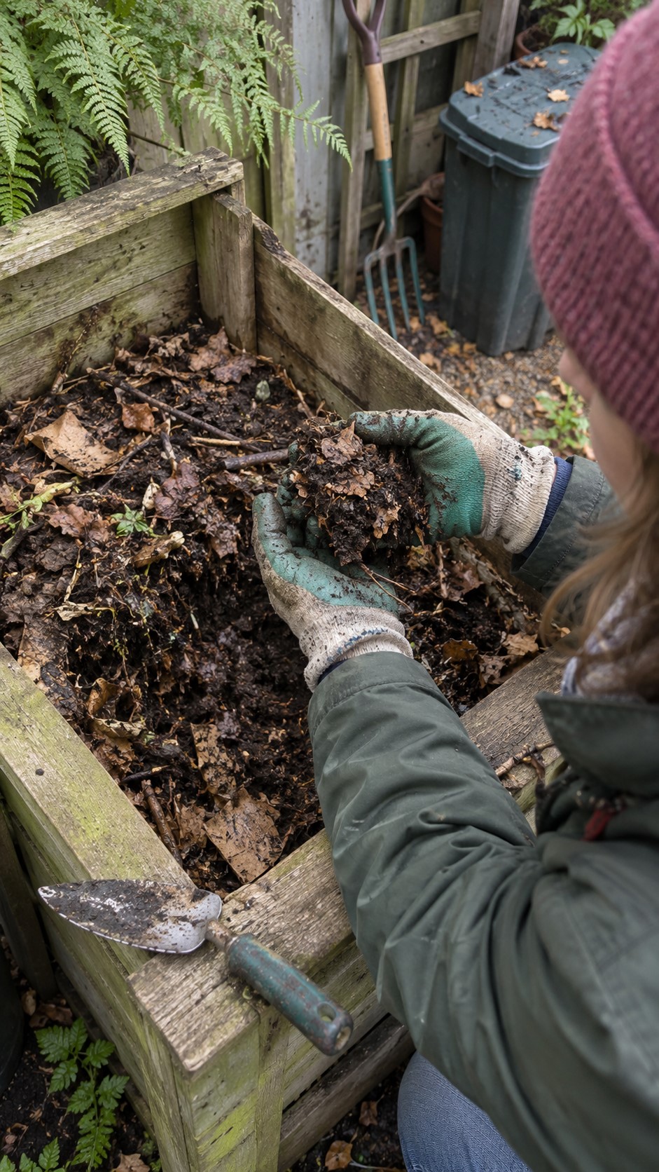 Turing compost pile when cold composting