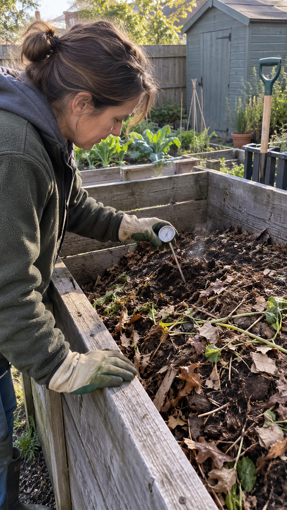 Turing compost pile when hot composting