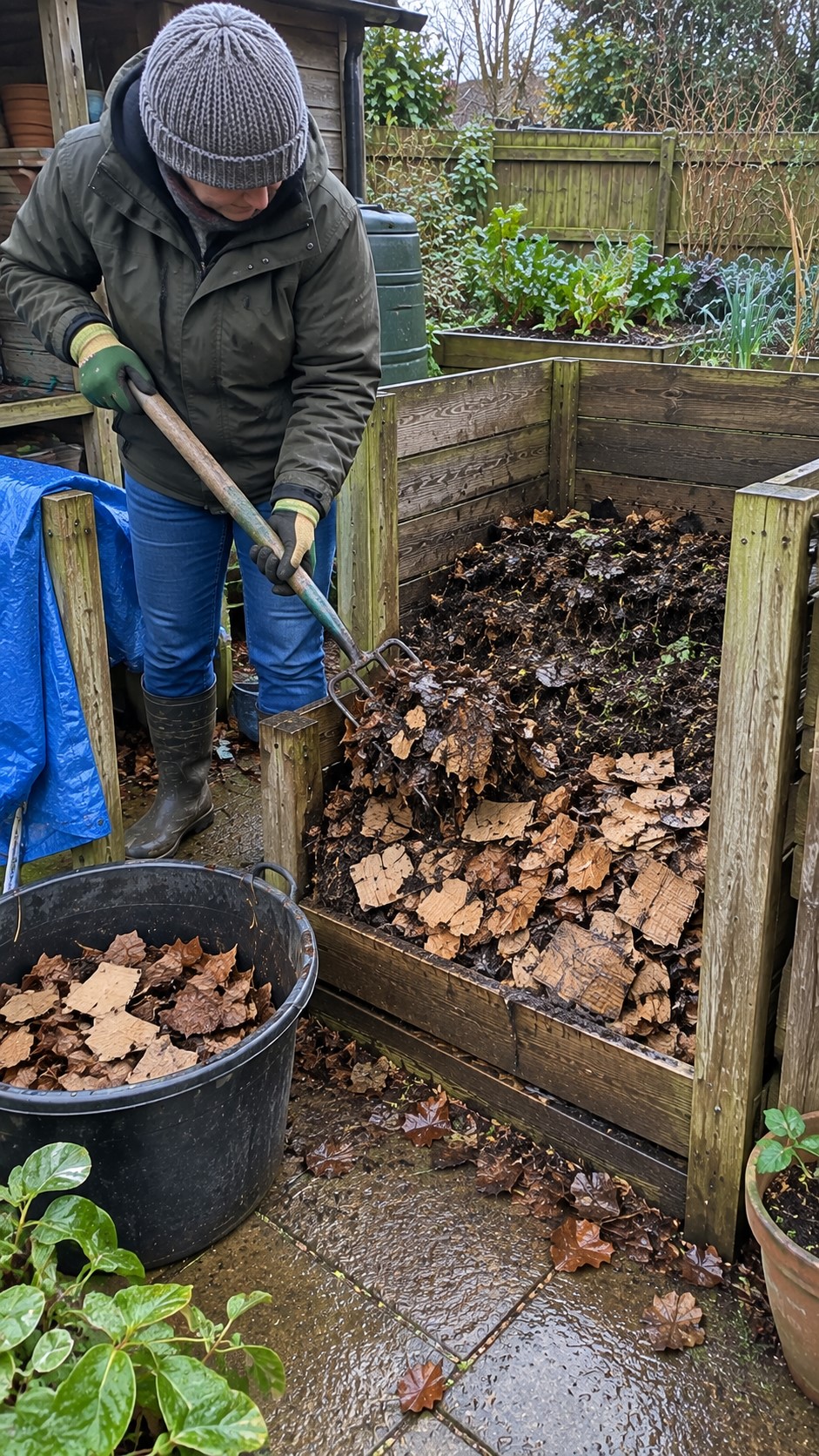 Turning a compost pile