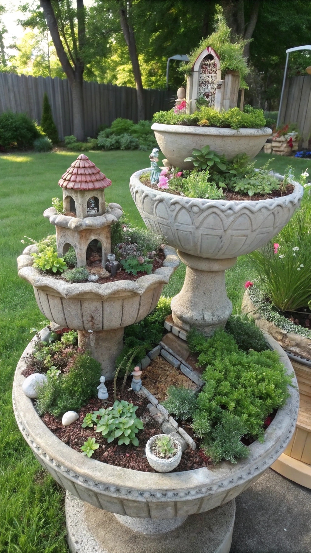 Fairy themed hypertufa planters