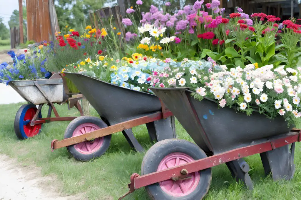 Wheelbarrow as a Raised Garden Bed