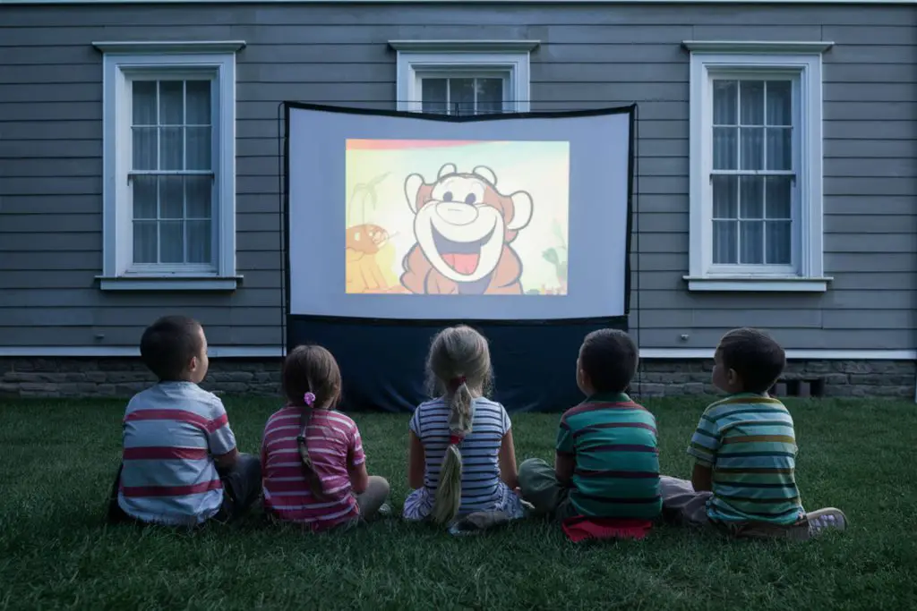 keeping the children entertained with an outdoor movie