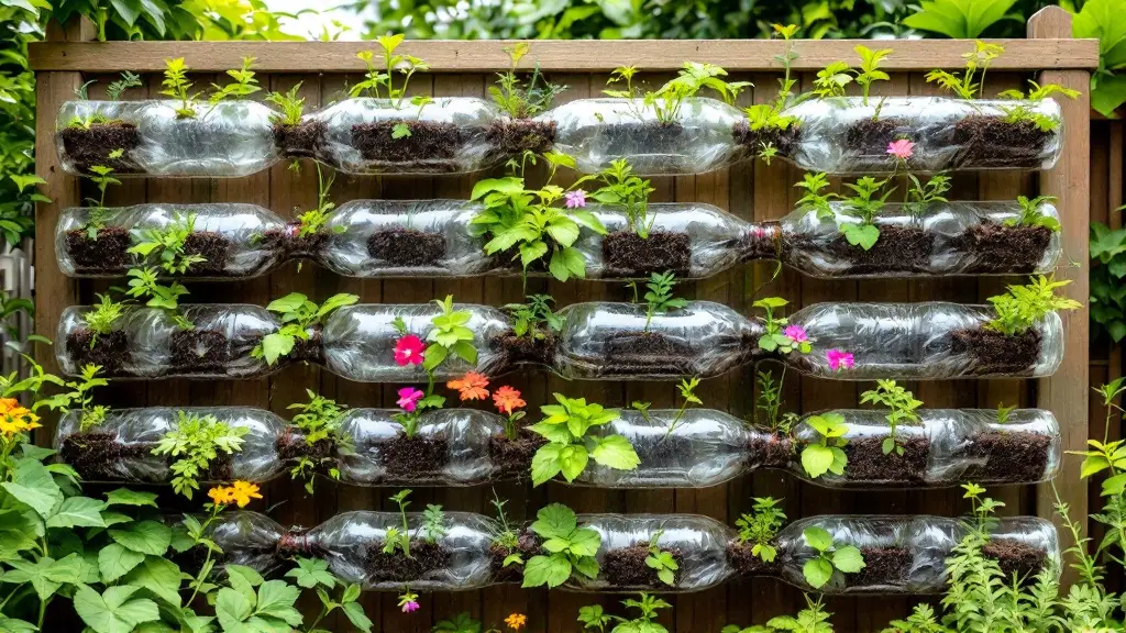 Vertical Garden Using Recycled Plastic Bottles