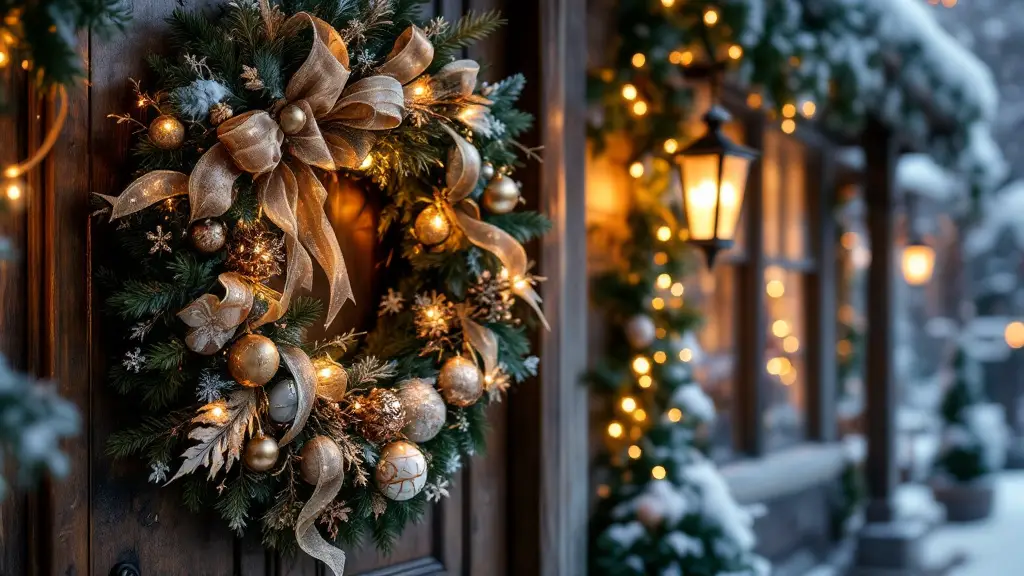 Christmas wreath with silver and gold decorations