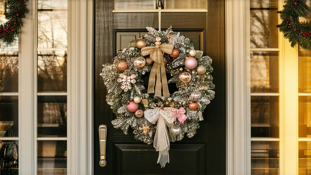 Christmas wreath with old lace ribbon