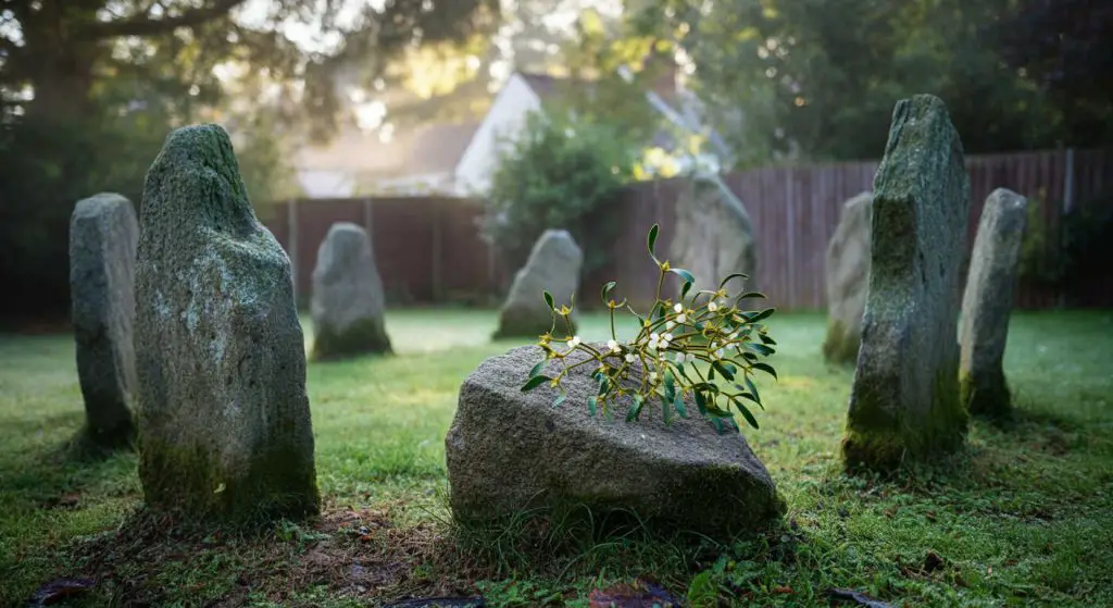 Celtic Grove with standing stone circle and mistletoe