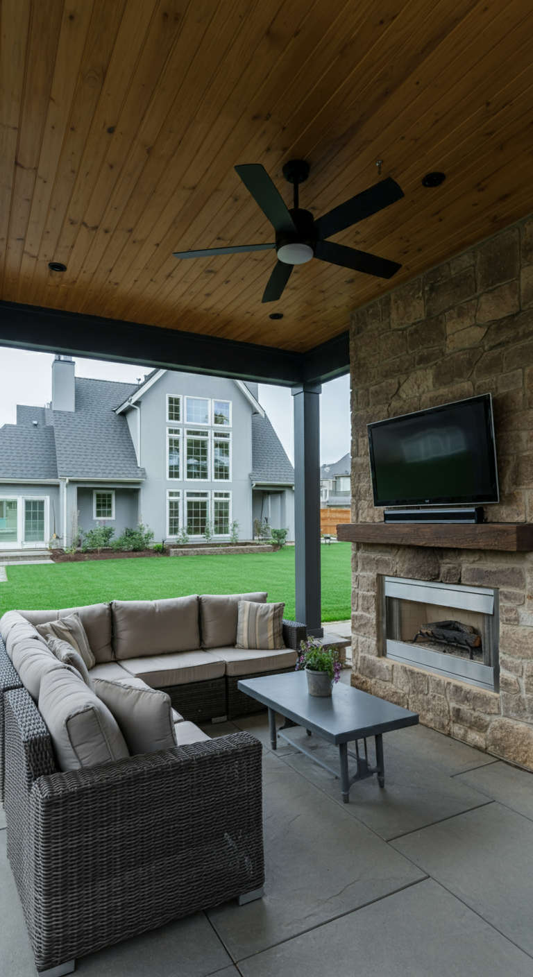 Outdoor Fireplace with TV: