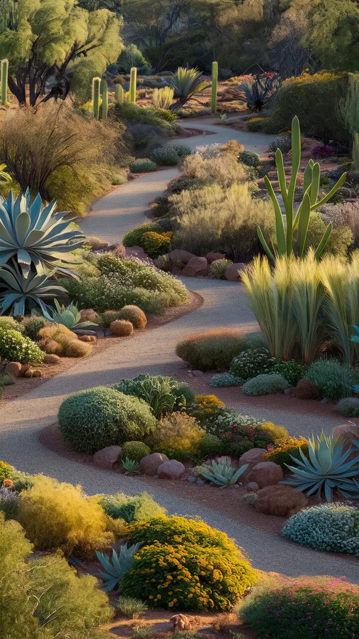 Choosing plants for a dry garden, focus on their unique characteristics to create a visually engaging and sustainable landscape