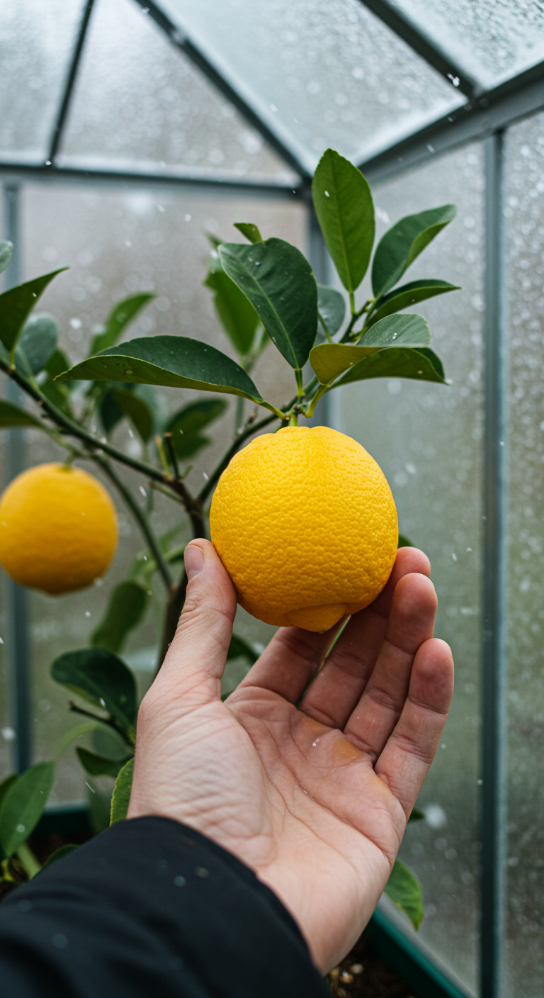 Growing citrus fruits in a greenhouse in winter