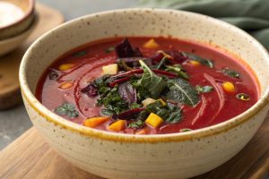 Crimson & Emerald Harvest Broth with Roasted Roots and Charred Corn