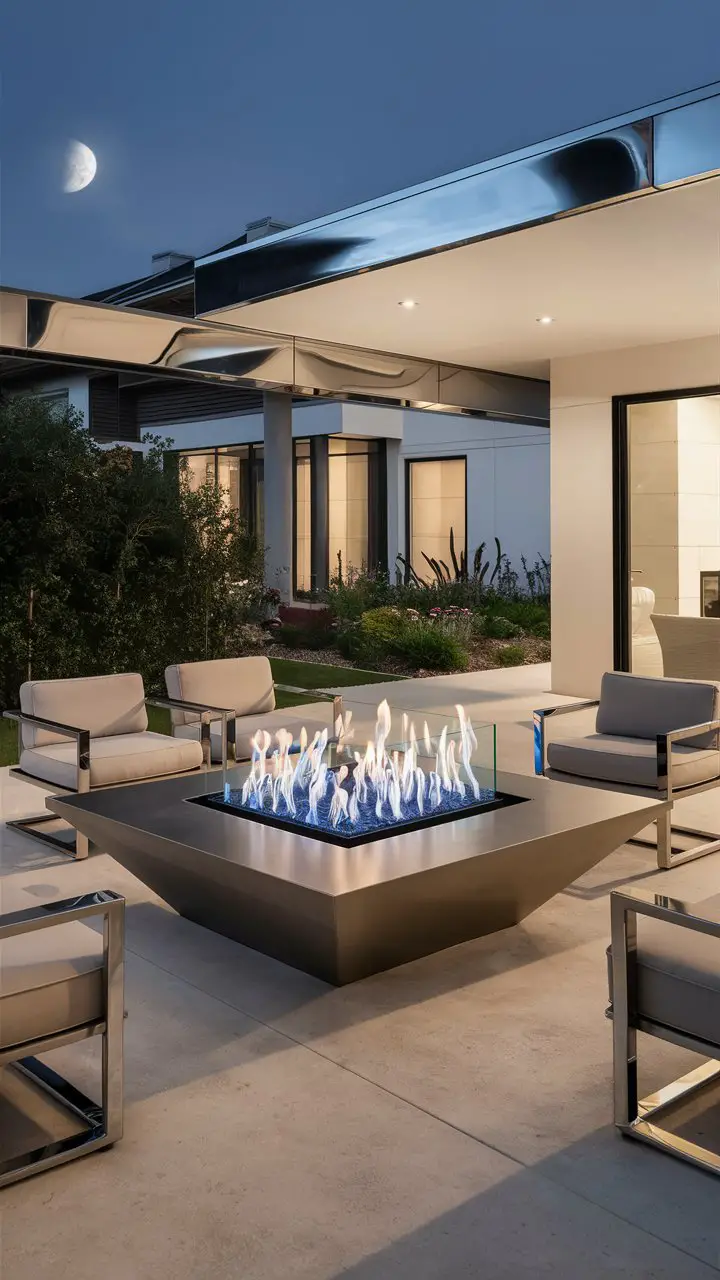 Modern Linear Fireplace: Architectural Minimalism Meets Outdoor Living