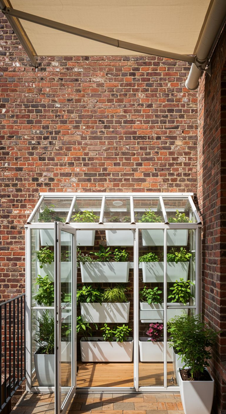 vertical stackable planters on balconies