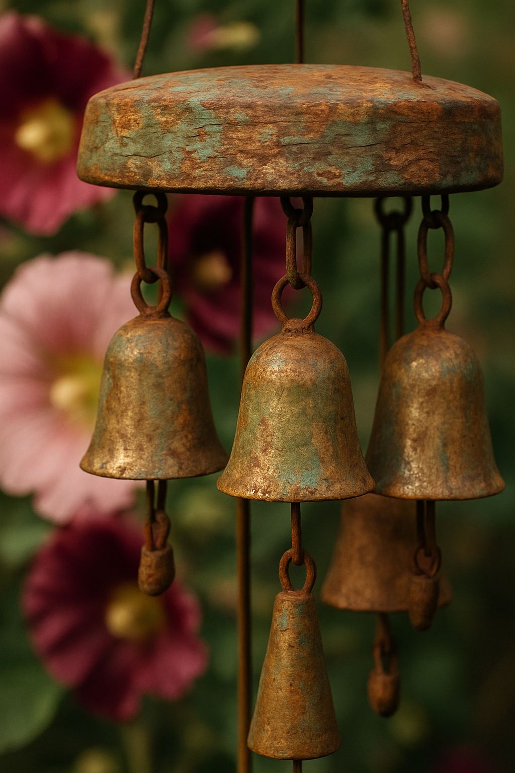 Weathered texture of a vintage wind chime