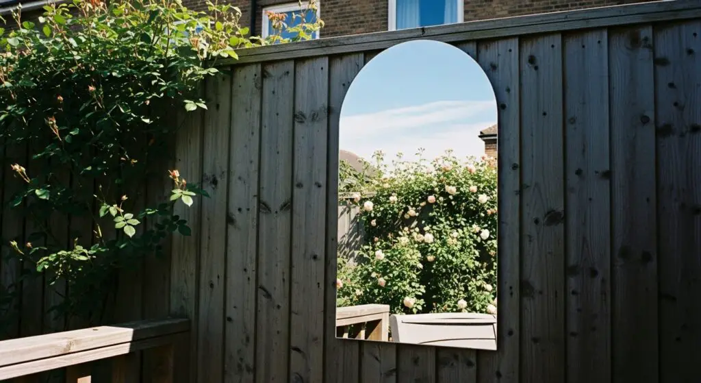 Mirror used to visually expand the decking area