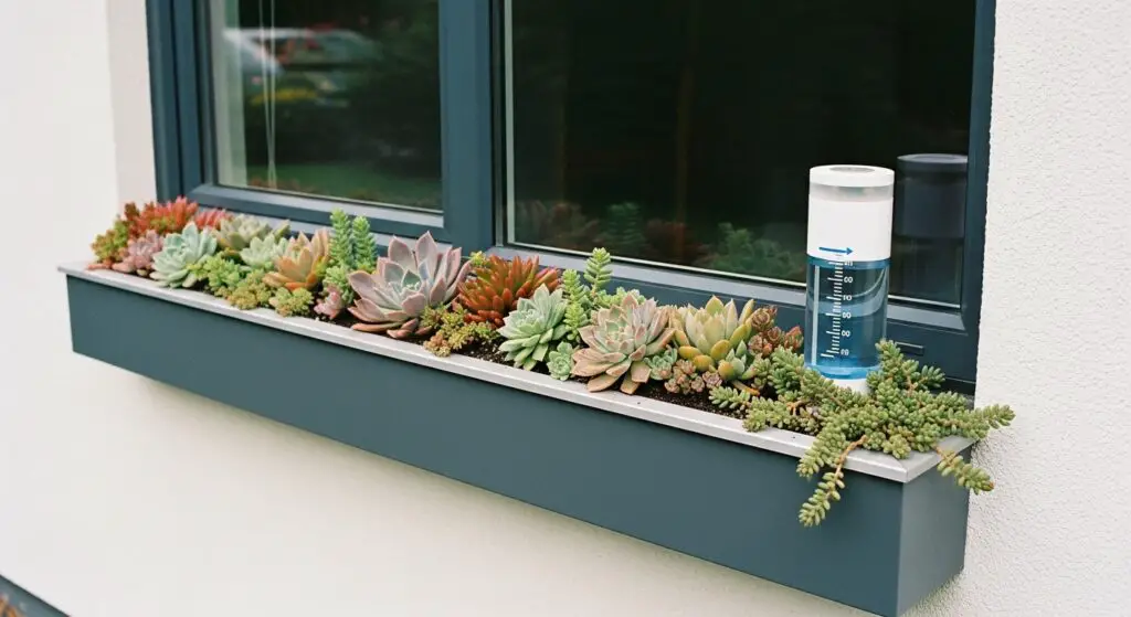 Echeveria and sedum in self watering box