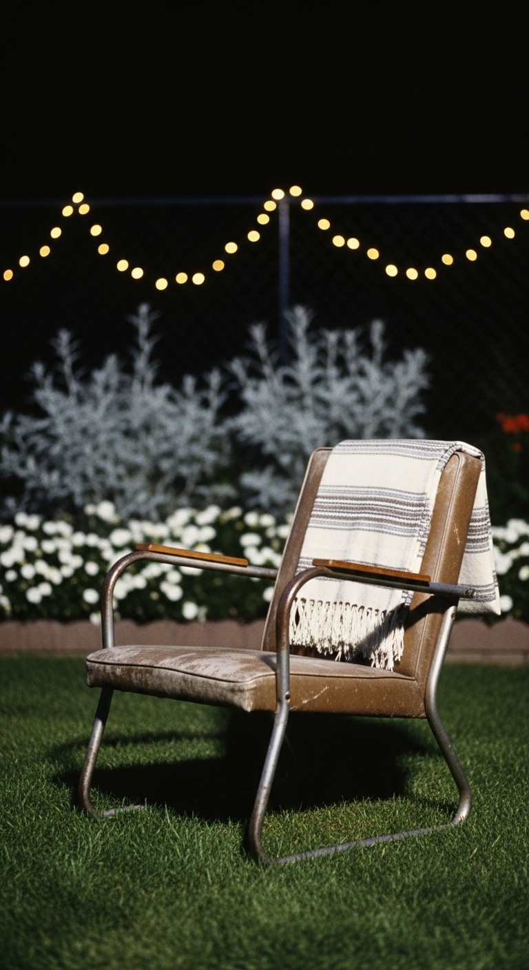 Slightly rusted metal armchair