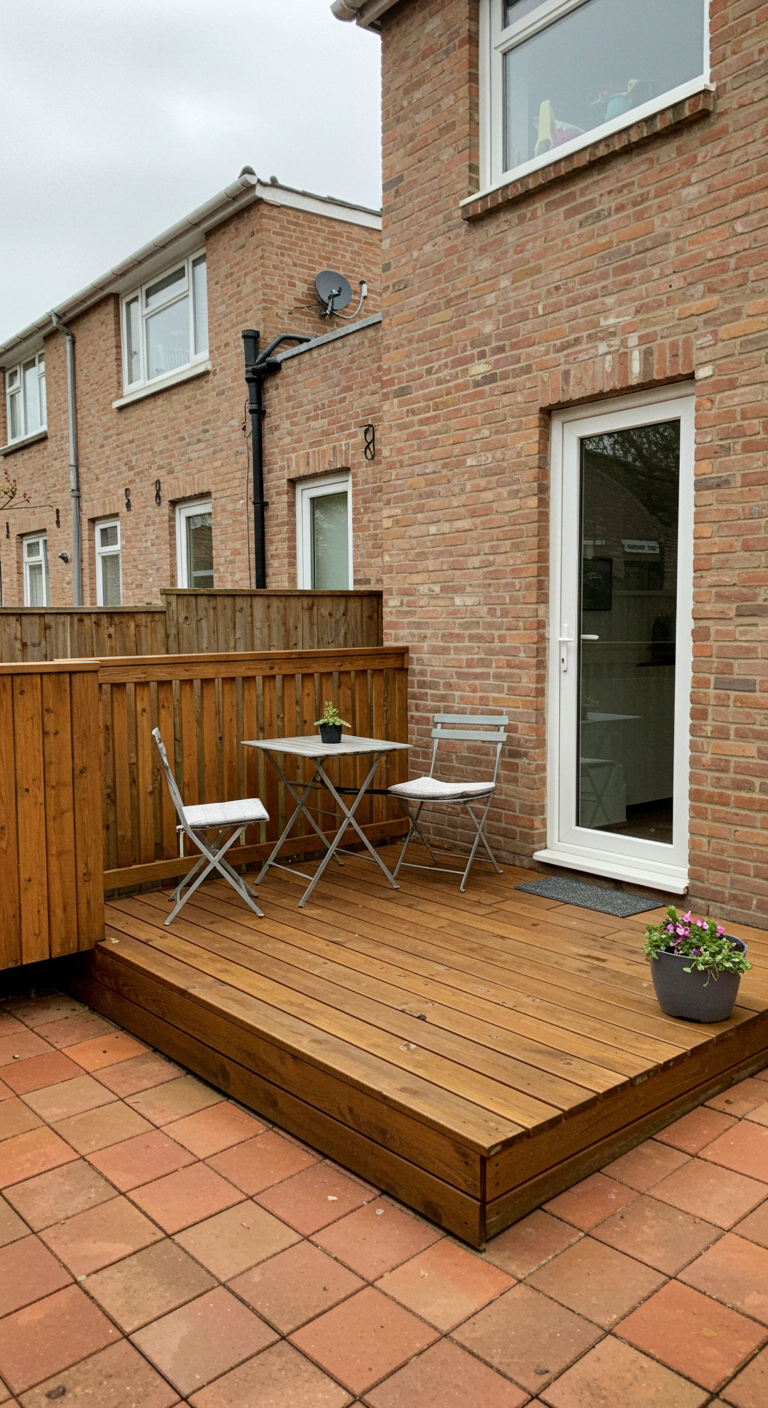 Deck transitioning onto patio