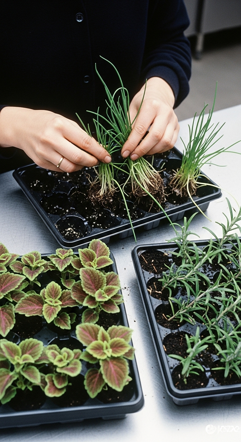 planting chives coleus and rosemary