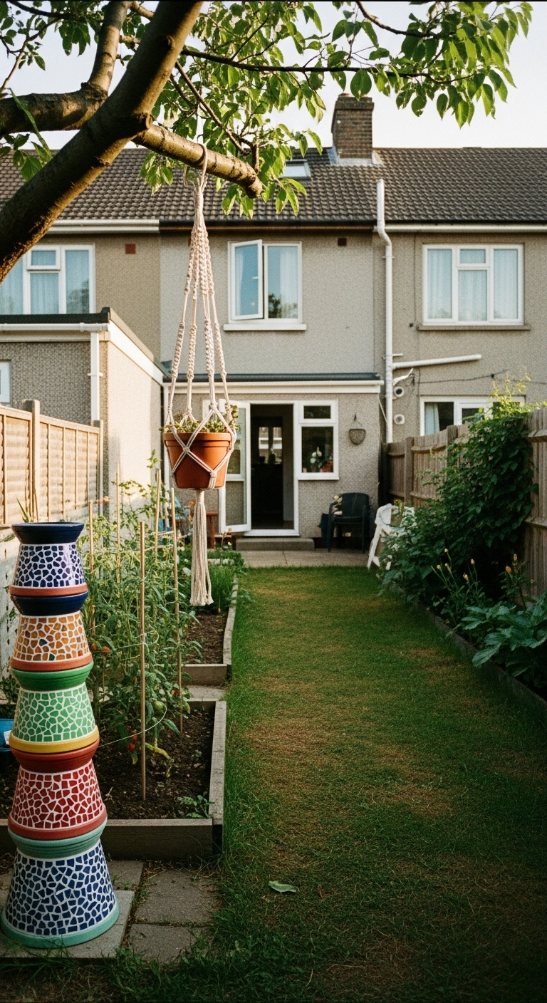 Backyard with handmade crafts