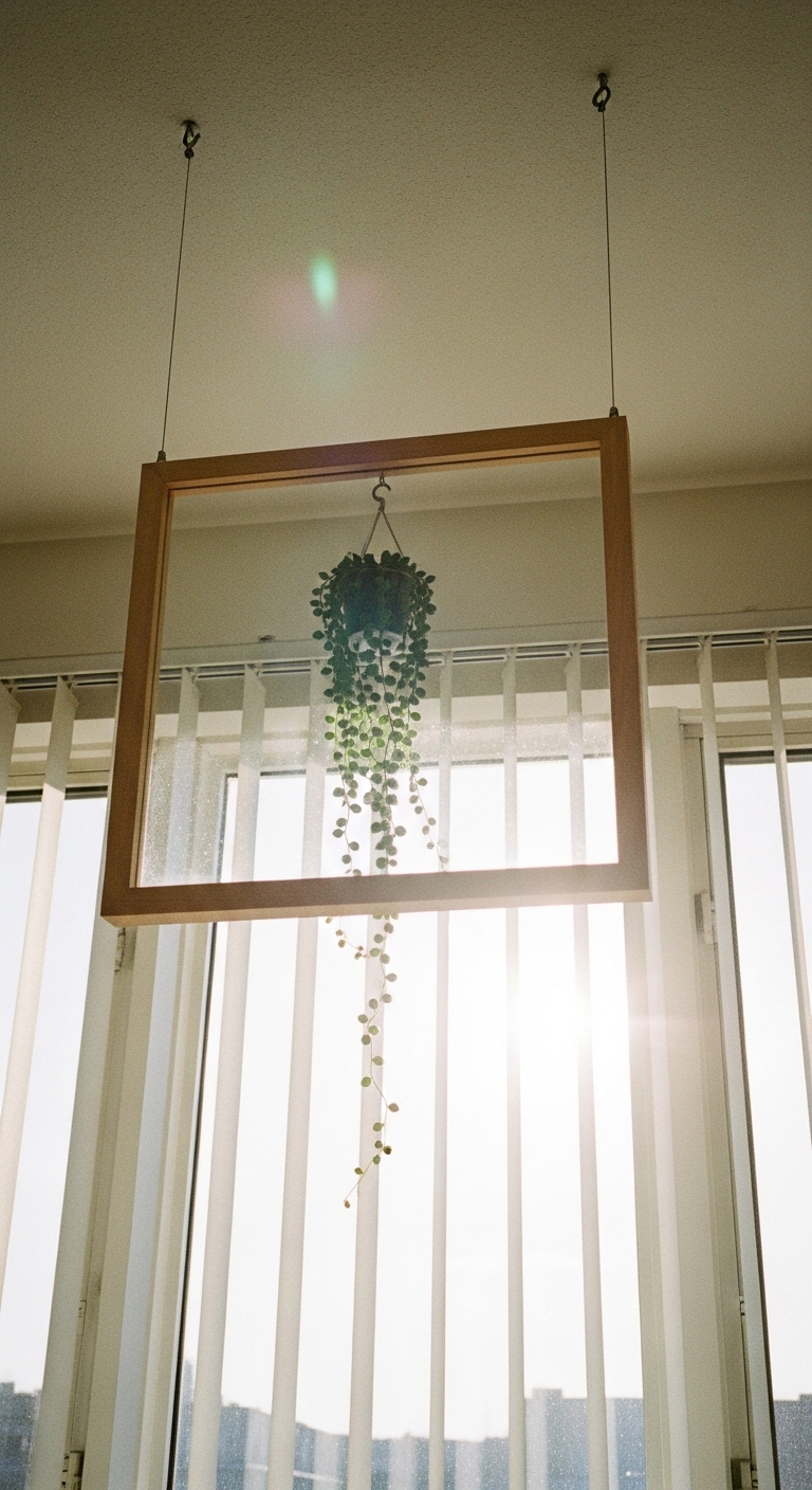 String of pearls plant in floating frame