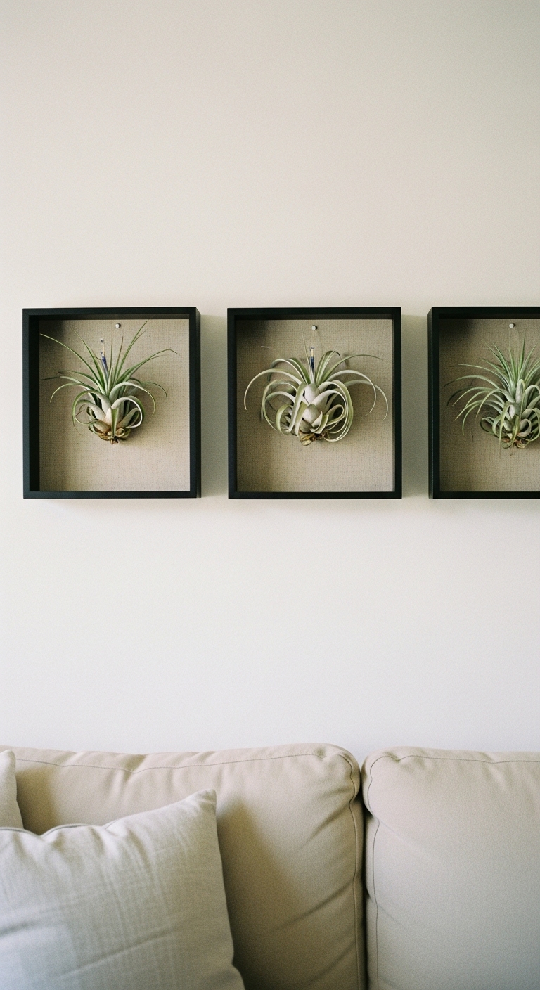 Tillandsia air plant framed on black box frames