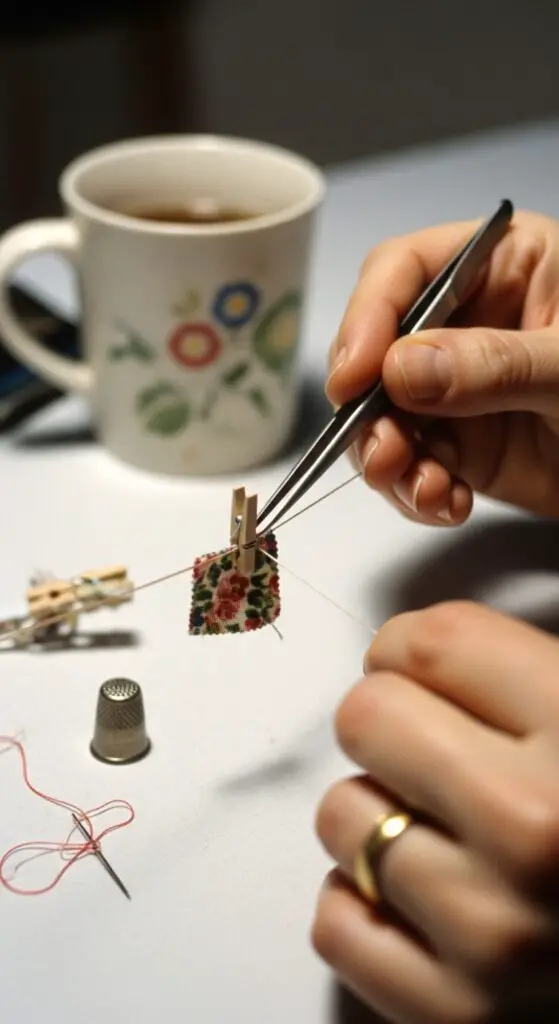 Making miniature fairy clothesline