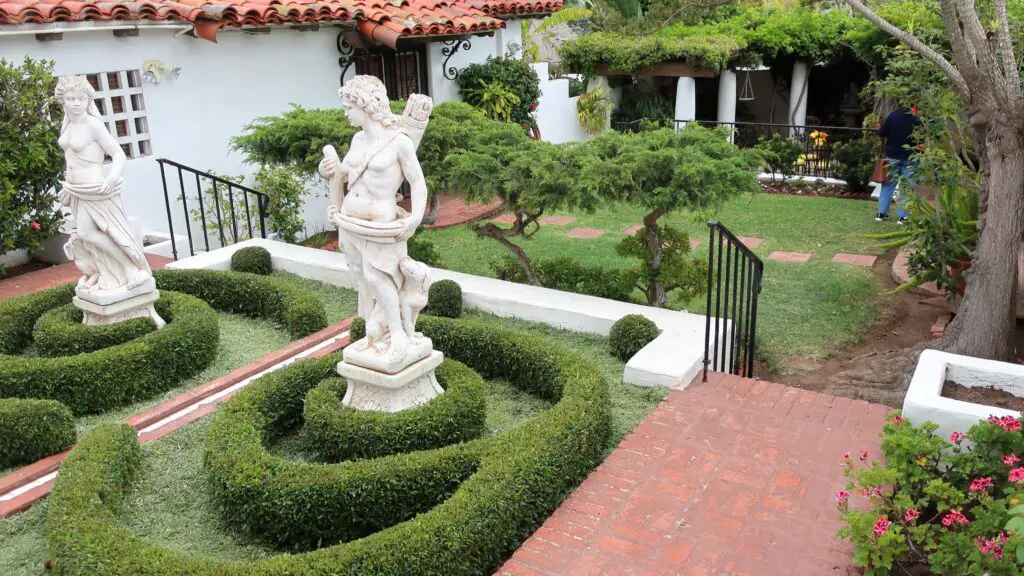 Statues and ornaments serve as focal points