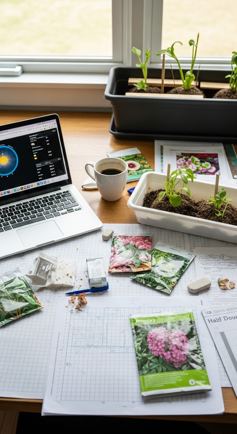 Planning a window box at the kitchen table