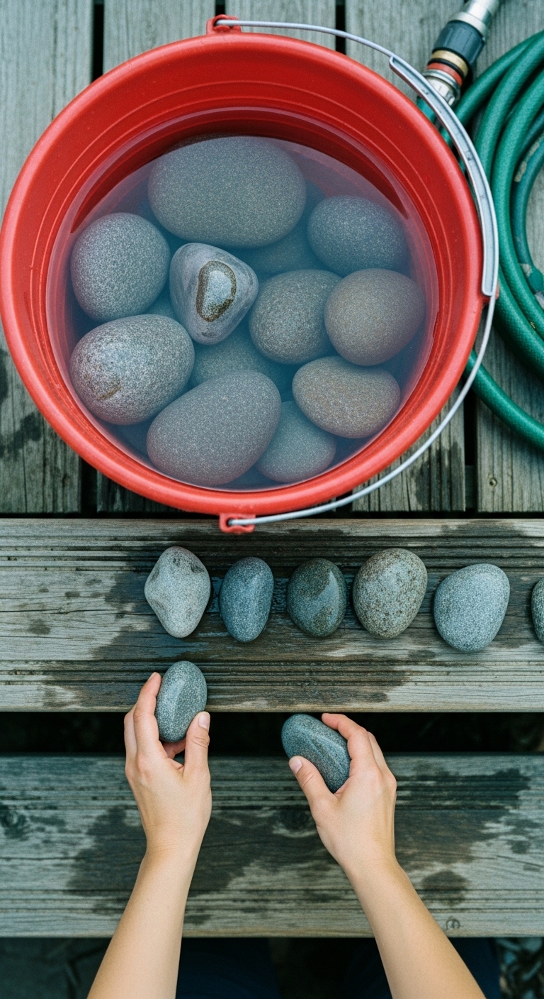 Sorting through river stones