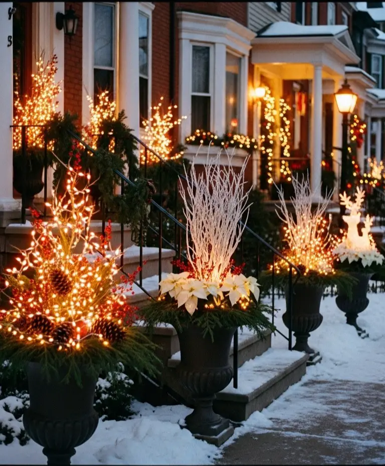 Suburban Christmas planters