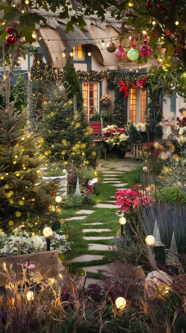 A magical Christmas cottage garden