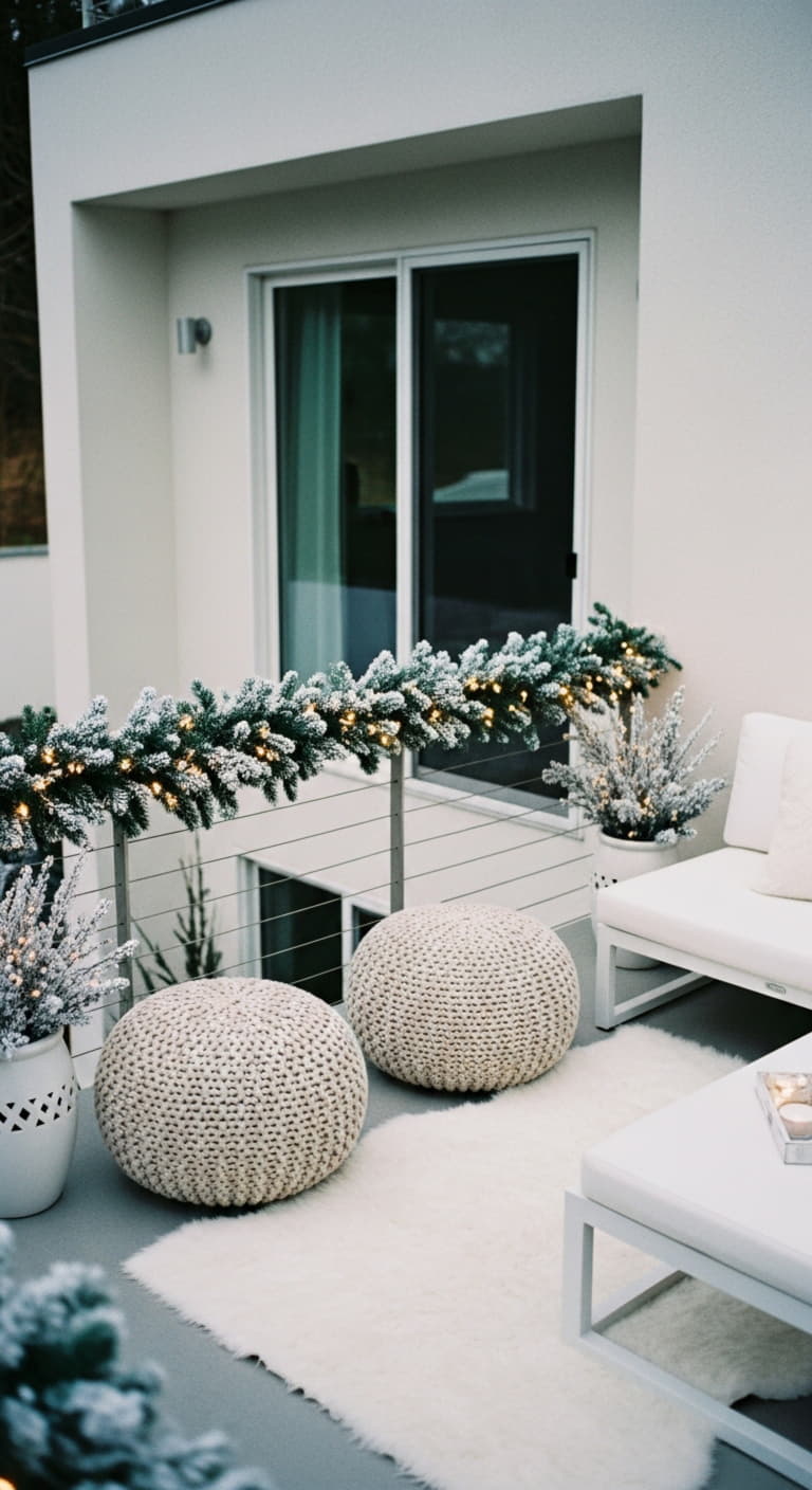 Christmas decorated patio ideas winter white elegance