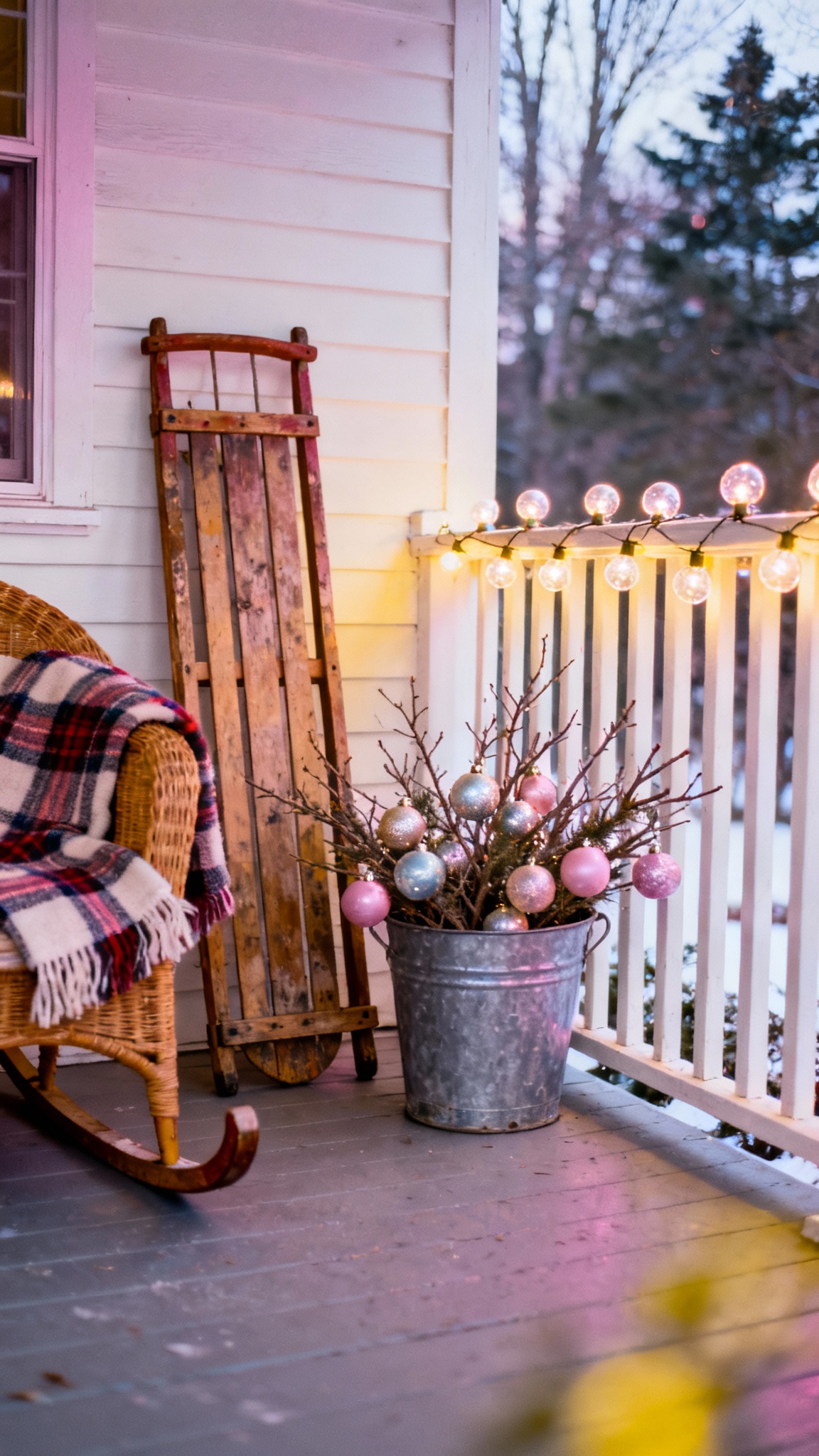 Vintage style Christmas porch