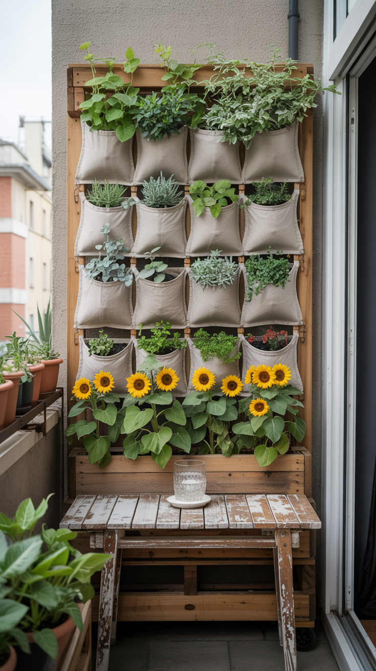 small cottagecore garden: natrrow planter tower