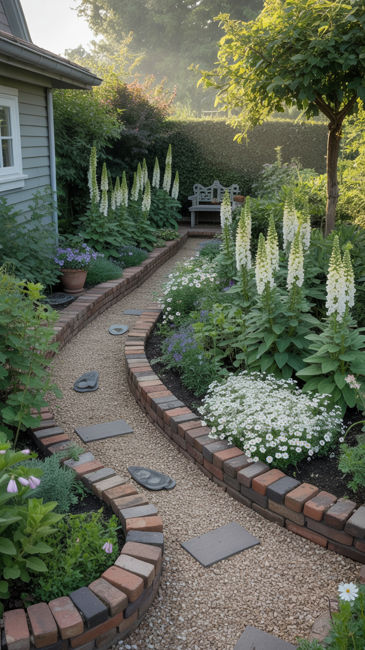 small cottagecore garden: use of curved borders