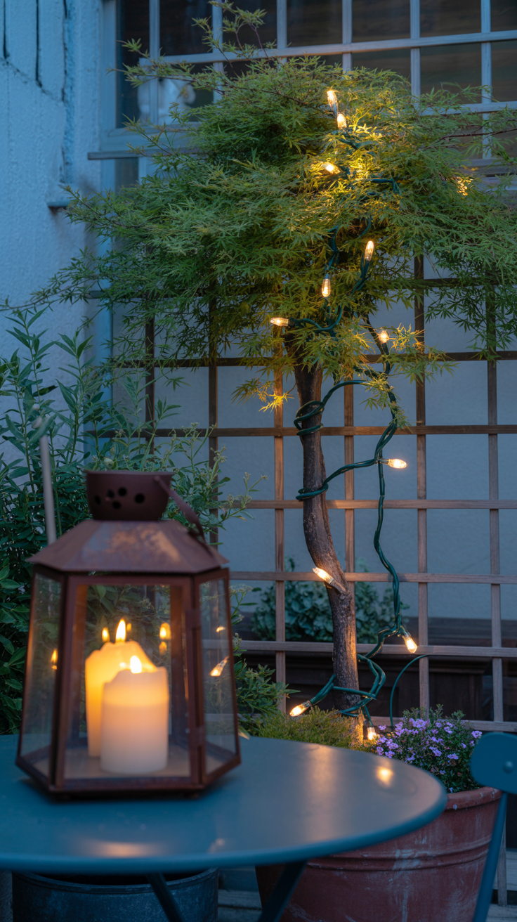 small cottagecore gardens string lighting