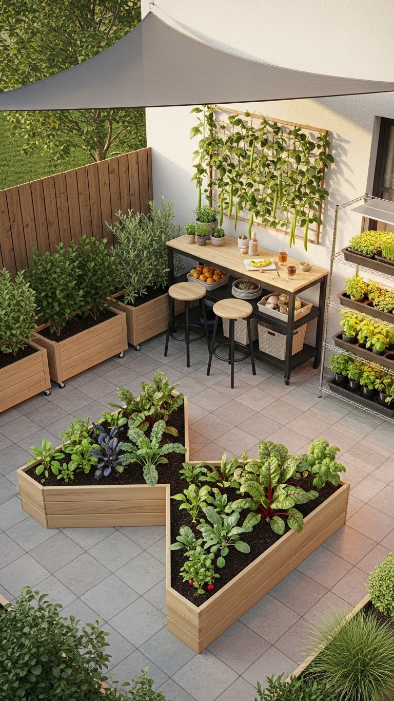 small space gardening: Patio Layout