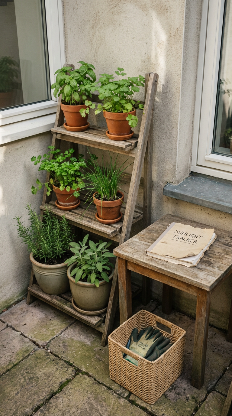 Vertical herb gardening: ladder