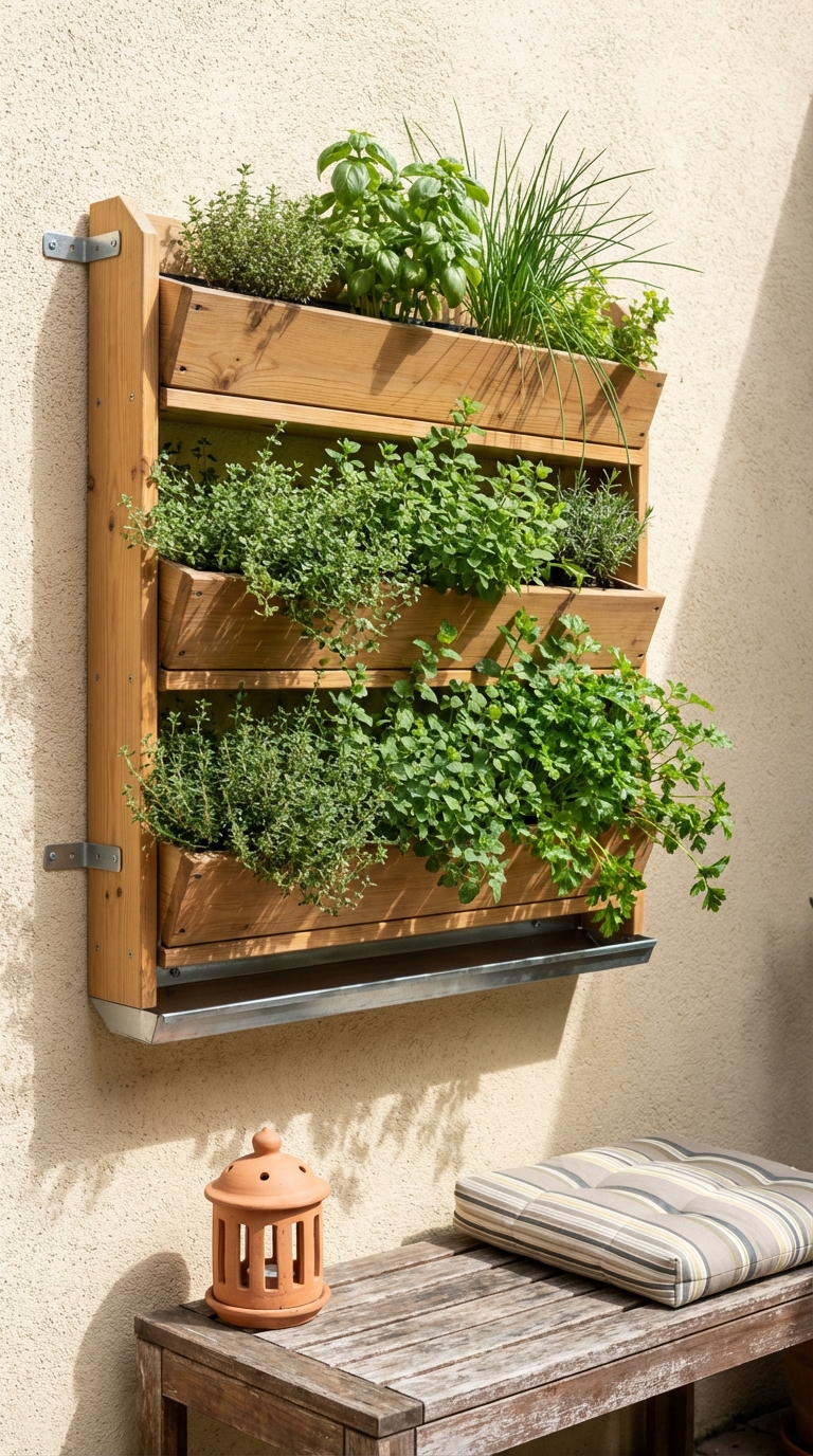 Vertical herb gardening: Wall box trays