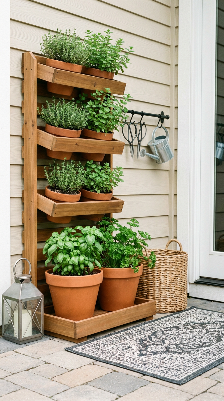 Vertical herb garden: micro patio herb station