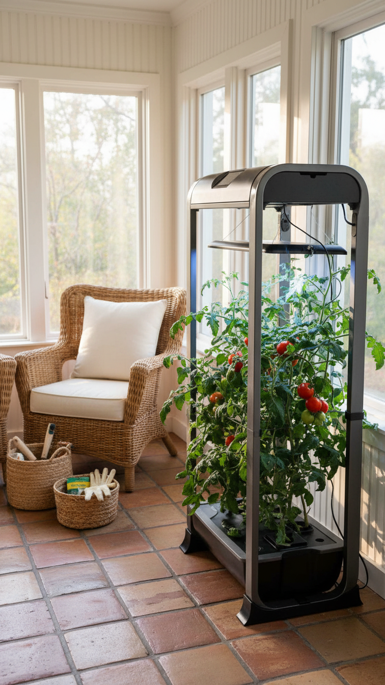 aerogarden farm in a sunroom
