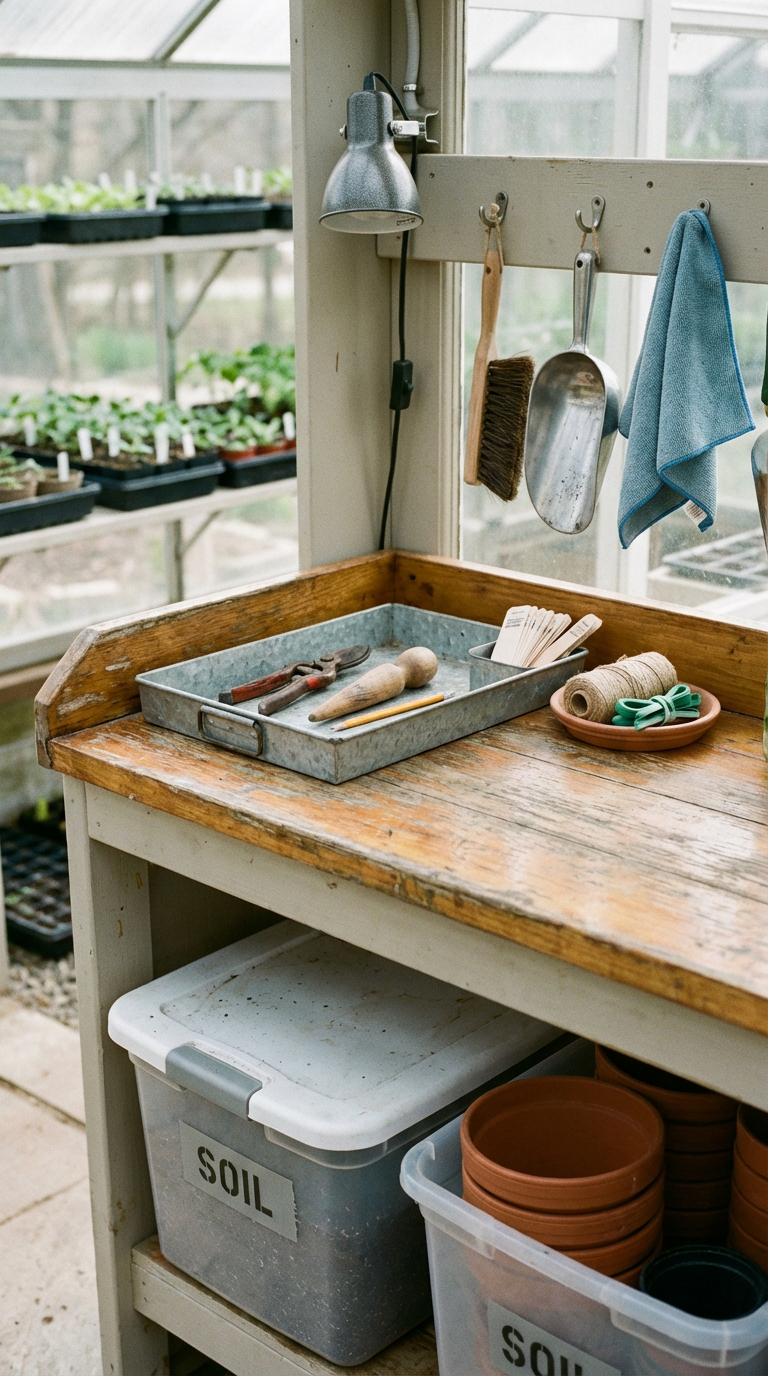 Greenhouse interior ideas: Potting bench