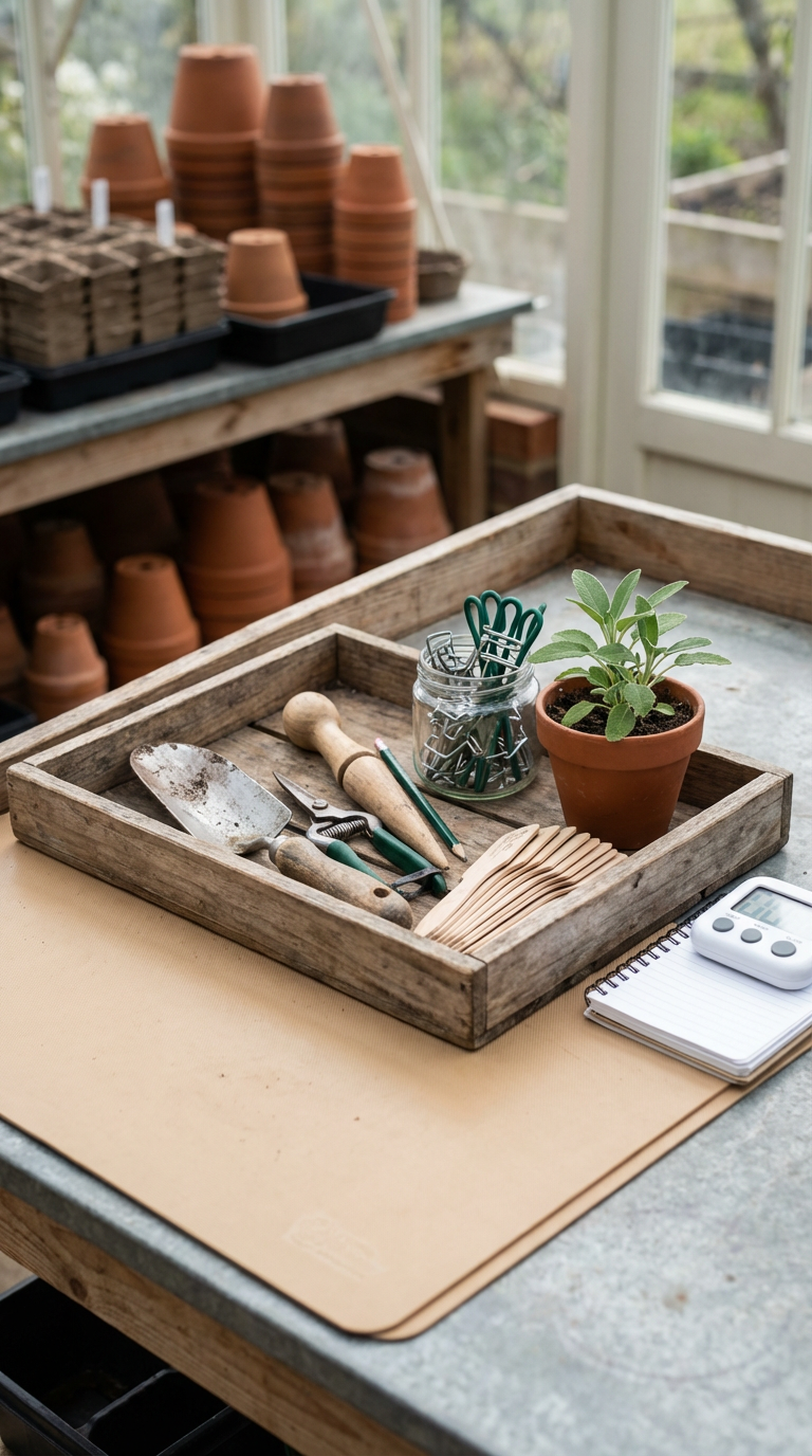 Greenhouse interior ideas: Tool tray “micro-kit”