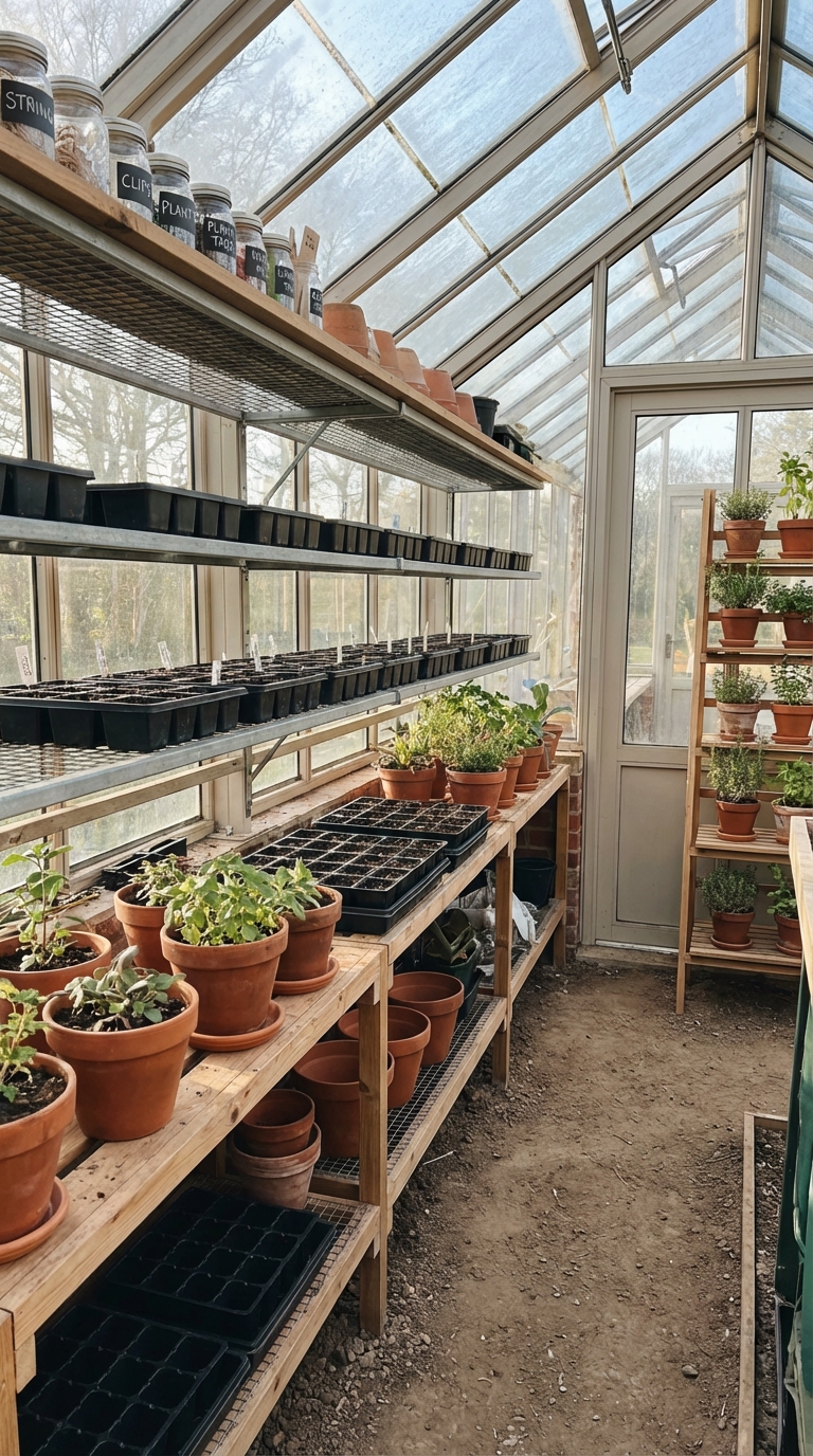 Greenhouse interior ideas: Shelving