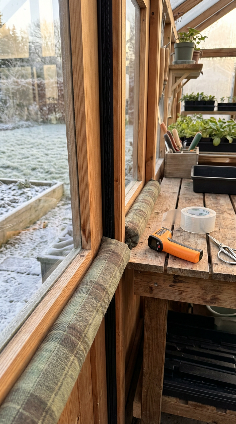 Heating a greenhouse in winter: Seal drafts