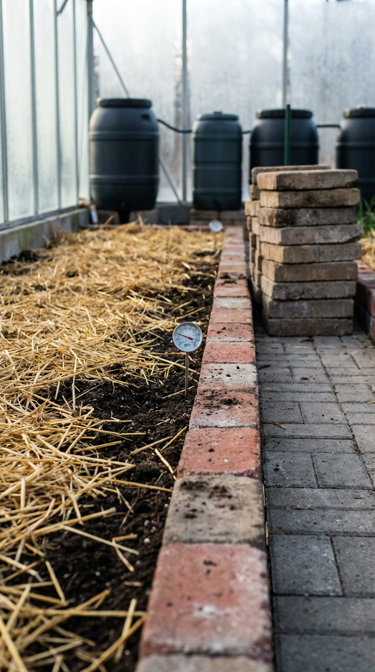 Heating a greenhouse in winter: Reduce heat loss from the ground