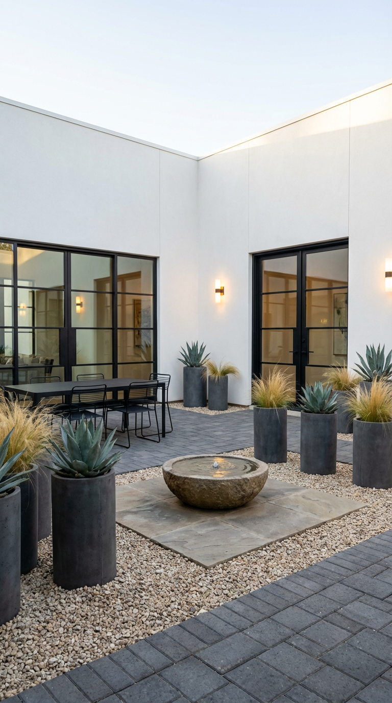 Small modern courtyard garden: