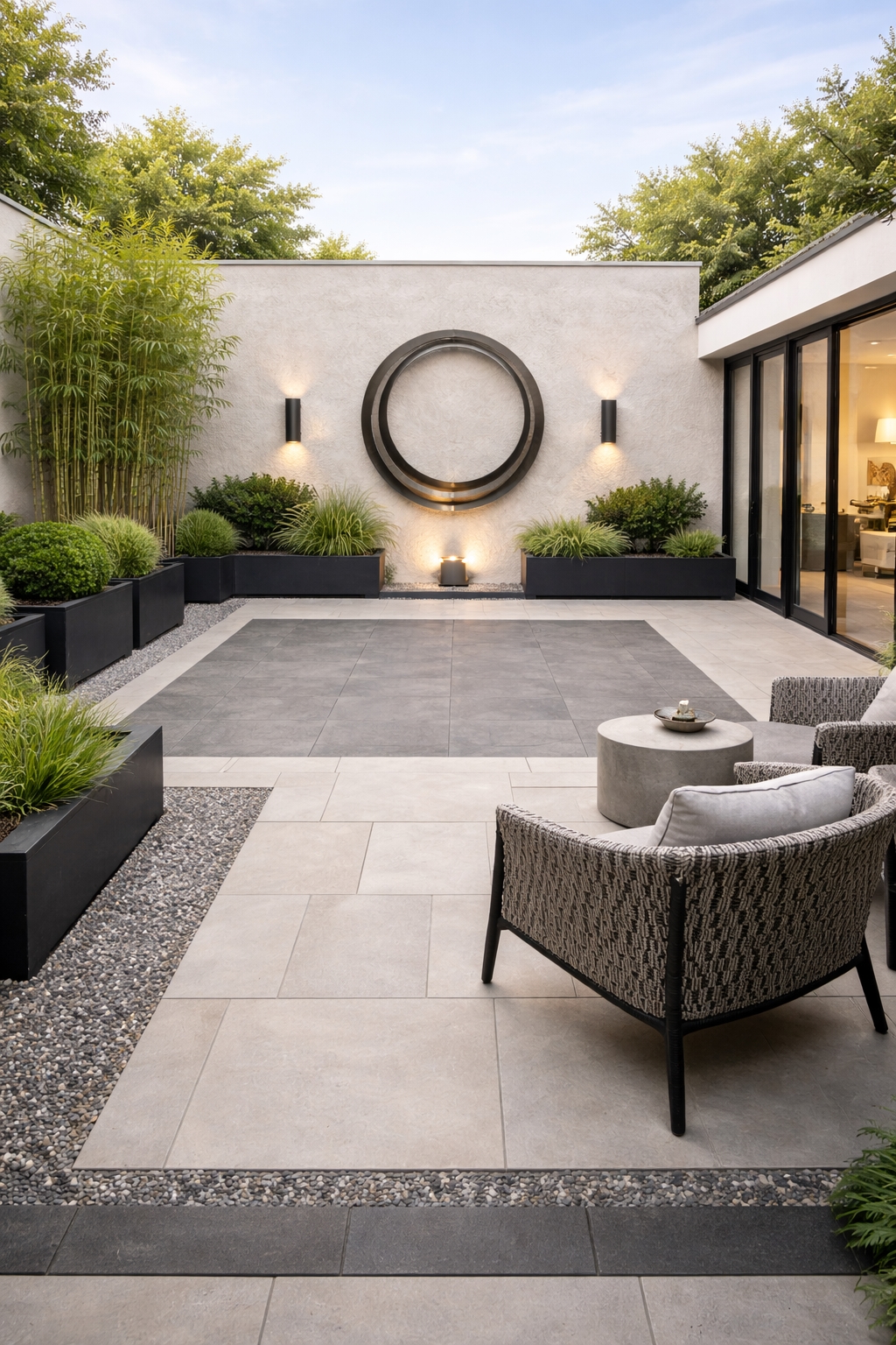 Modern courtyard garden: zones