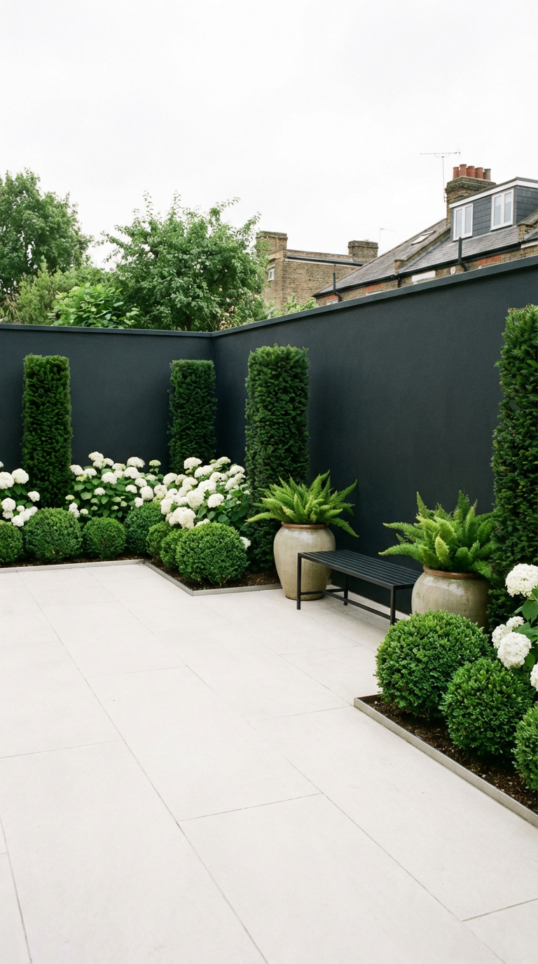 Modern courtyard garden: perimeter frame